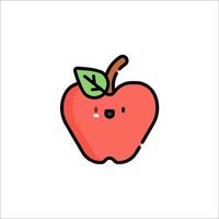 An apple with a smiley face and a leaf vector