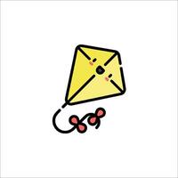 A kite with a red string and a yellow face vector
