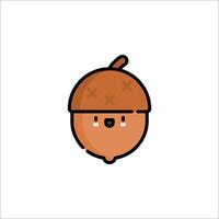 A cartoon acorn with a face and a smile vector