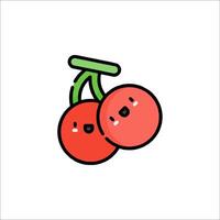 Two cherries with eyes and a smile on their faces vector