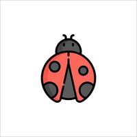 A ladybug icon with black spots on it vector