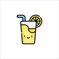 A lemonade drink with a smiley face and a straw vector