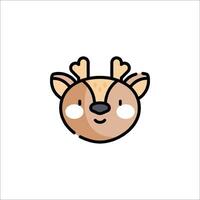 A cute deer head icon with horns and antlers vector
