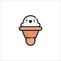 A cartoon ice cream cone with a smiley face vector