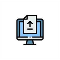 A computer monitor with an arrow pointing up vector