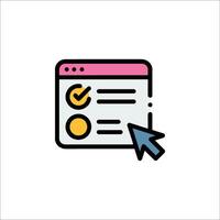 A mouse pointing at a check box icon vector