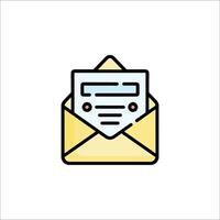 An envelope with a paper inside and a note inside vector