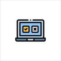 A laptop with check marks on it vector