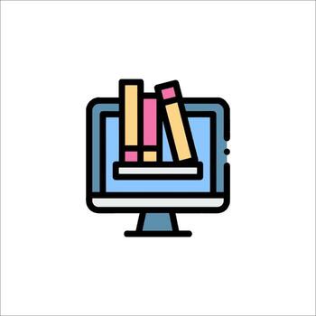 A computer monitor with books on it vector