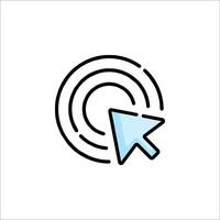 A circle with a blue arrow pointing to it vector