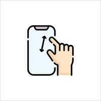 Hand touching a smartphone icon illustration vector