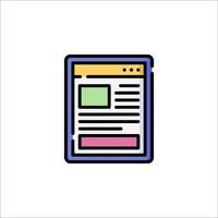 A tablet with a web page icon vector