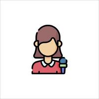 A woman with a microphone icon vector