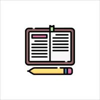 A book and pencil icon on a white background vector