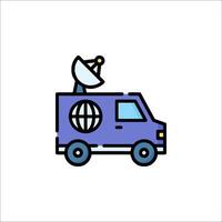 A van with a satellite dish on top vector
