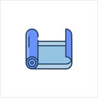 A blue and white icon of a roll of paper vector