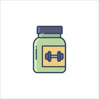 A bottle of pills with a dumbbell icon vector