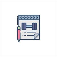 A pencil and paper with a barbell on it vector