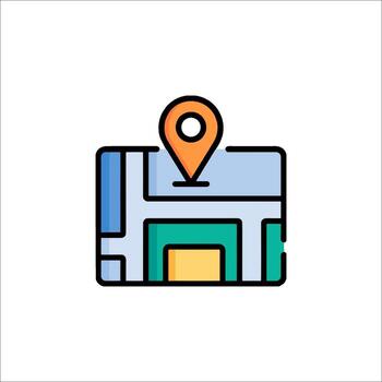 A map icon with a pin pointing to a location vector