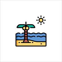 A beach with palm tree and sun icon vector