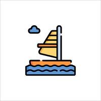 A sailboat floating in the ocean with a sail vector