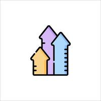 A line icon of a building with two arrows vector