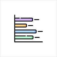 A bar graph icon with a line vector