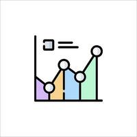 A line drawing of a graph with a bar chart vector