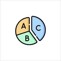 A pie chart with the letters abc vector