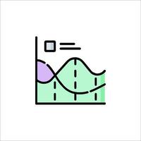 A line drawing of a graph with a line going up vector