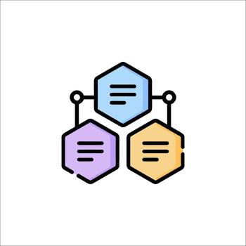 A hexagon icon with three different colored hexagons vector