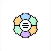A colorful icon of a wheel with a text in the center vector