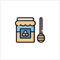 A jar of honey and a spoon icon vector