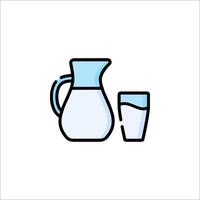 A pitcher and glass of milk on a white background vector