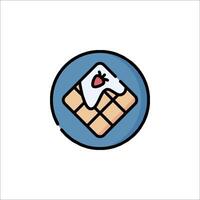 A waffle icon with a strawberry on top vector