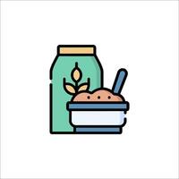 A jar of milk and a spoon with cereal vector