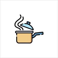 A cooking pot with steam coming out of it vector