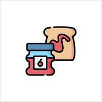 A jar of jam and bread icon vector