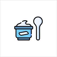 A spoon and a cup of yogurt icon vector