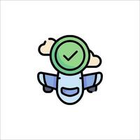 A cartoon airplane with a clock on it vector