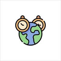 A globe with two clocks on it vector