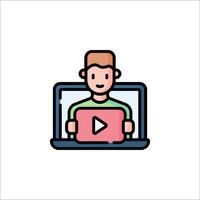 A man is playing a on a laptop vector