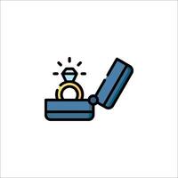 An engagement ring in a box icon vector