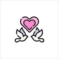 Two doves with a heart in the middle vector