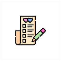 A checklist with a pencil and a heart vector