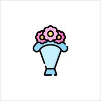 A bouquet of flowers in a vase on a white background vector
