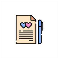 A pen and paper with a heart on it vector