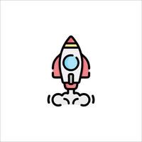 A rocket ship icon in a flat style vector