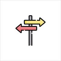 Two arrows pointing in different directions on a post vector