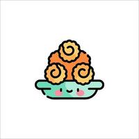 A cute little bowl of food with a smiley face vector